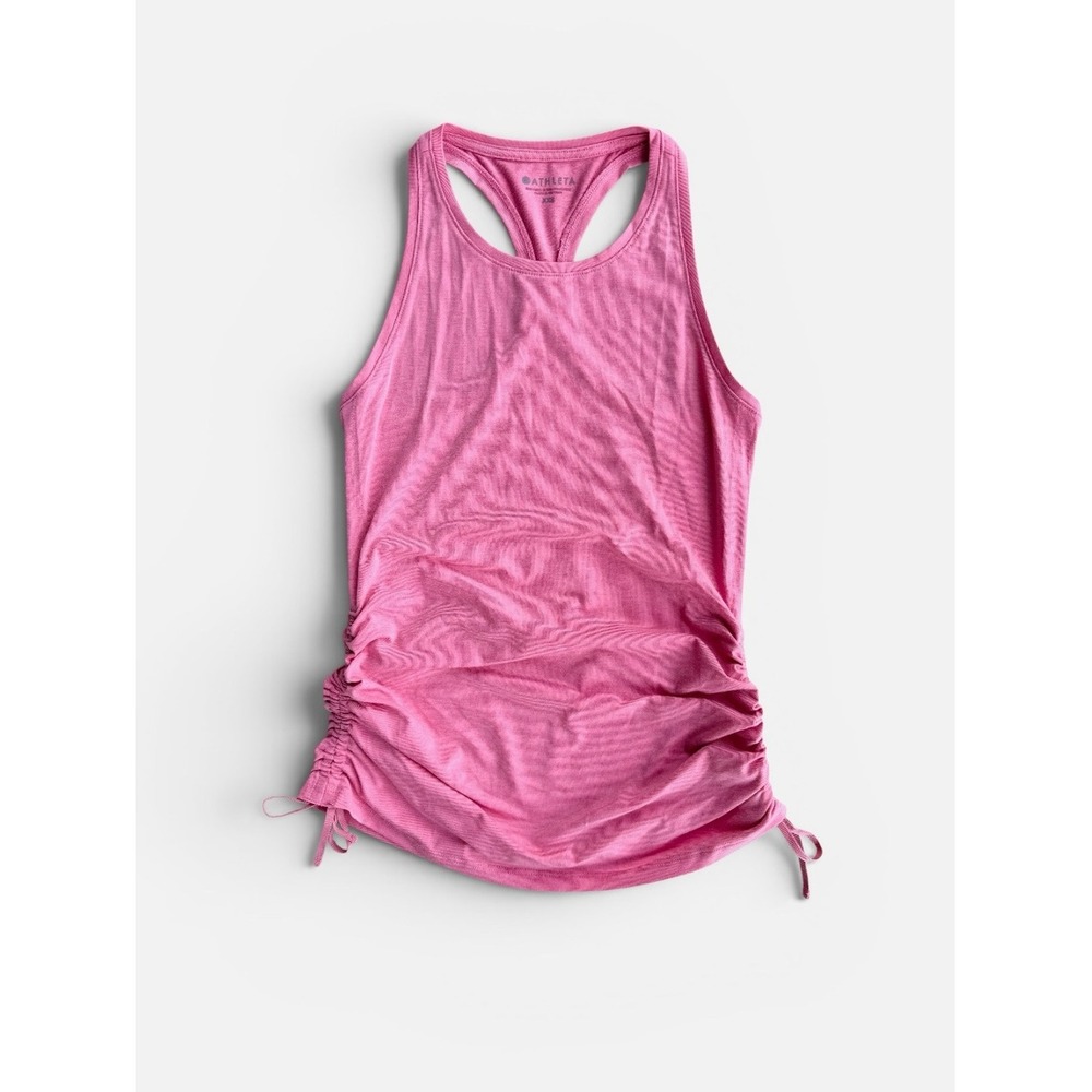 Athleta Encore Tank Racerback Ruched Side Cinch May Rose Pink XXS